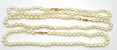 Lote De Colección De 3 Collar De Disfraz Perla Imitación Tono Dorado 18 Pulgadas Cierre De Barril Foto 1 de 4