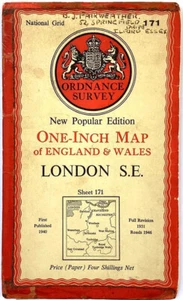 1946. LONDON S.E. Ordnance Survey MAP. 1 MILE - 1 INCH. SHEET 171. On Paper. - Imagen 1 de 4