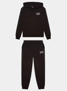 Tuta Bambino EA7 Emporio Armani Cotone Felpa Pantalone 8NBV54 1200 Nero - Foto 1 di 5