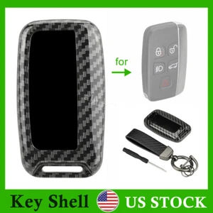 Silicone Carbon Fiber Smart Key Case Cover For Jaguar XE Land Rover Range Rover - Picture 1 of 12