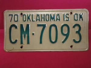 Placa de licencia Etiqueta de coche 1970 Oklahoma cm 7093 [Y110 - Imagen 1 de 1