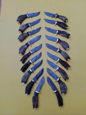 ЛОТ ИЗ 100 6 ДЮЙМОВ РУЧНОЙ РАБОТЫ ИЗ ДАМАССКОЙ СТАЛИ СКИННЕР НОЖ БАРАНОВ РОГ С ФУТЛЯРОМ (HK) - Изображение 1 из 4