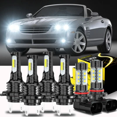 Kit de 6 lâmpadas para faróis de LED luz de neblina feixe alto/baixo Chrysler Crossfire 2004-2008 - Imagem 1 de 4