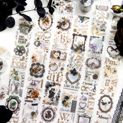 Cinta de PET gótica de encaje floral retro planificador de diario álbumes de recortes pegatinas arte Foto 1 de 4