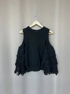 Camicia nera Marni con maniche in maglia di pizzo donna taglia 36 o S/M rara blusa cotone - Foto 1 di 14