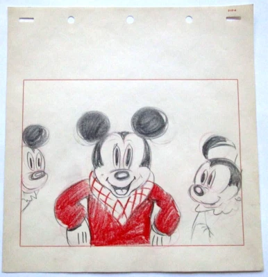 MICKEY MOUSE  1943 Walt Disney ORIGINAL PRODUCTION STORYBOARD cel DRAWING - Image 1 of 2