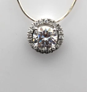Moissanita de plata de ley aprox. Collar 1.43ctw Cadena Serpiente 18" ~ 4.1g - Imagen 1 de 13