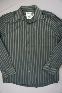 Volcom Long Sleeve Button Front Casual Skate Shirt. Black/Silver Stripe, L. GUC! - Picture 1 of 8