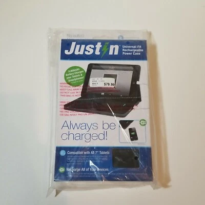 Innovative Justin Universal Rechargeable Power Case 5800mAh 7" Tablets BLACK NEW - Image 1 of 4