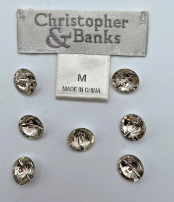 Christopher & Banks Replacement Round Shank Buttons Clear Rhinestone Set Of 7 - Image 1 of 4