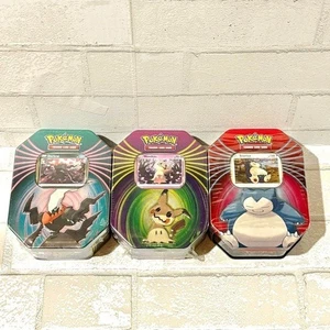 Pokemon Mighty Mysterious Trading Card Game Tin Set Darkrai, Mimikyu, Snorlax - Picture 1 of 2