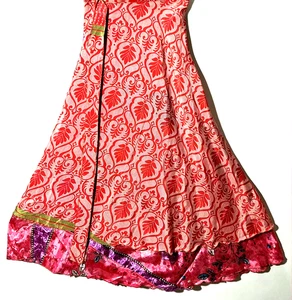 Incredible-art Vintage Silk Sari Magic Wrap Skirt Reversible Double Layer skirt, - Picture 1 of 6