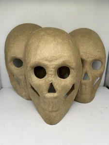Paper Mache Skull Masks Set of 3 - Picture 1 of 4
