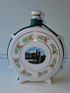 Vintage Hungary HOLLOHAZA Porcelain Floral Flask - Picture 1 of 5