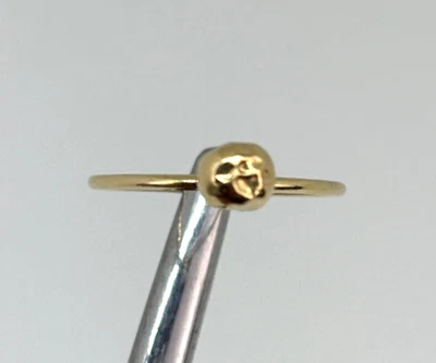Vintage 14K Yellow GOLD Modernist Dimpled BALL BEAD Nugget Orb RING Cute! - Image 1 of 4