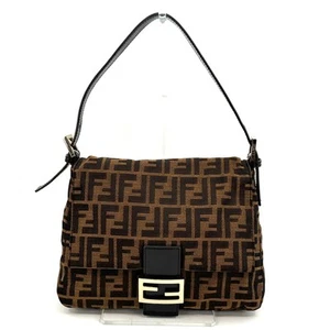FENDI Zucca Mamma Baguette Shoulder Bag Canvas Leather Brown Auth - Picture 1 of 12