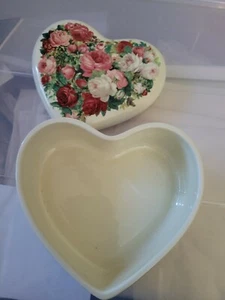 Vintage Telaflora Heart Rose Vase Trinket Box - Picture 1 of 4