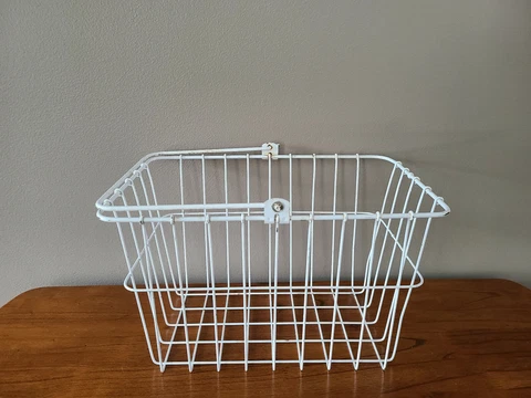 Vintage Metal Wire Basket with Carry Handle, Shopping Gardening Storage Cover