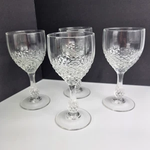 4 x elegant hobnail cut Cristal D’Arques Chenonceaux Stemmed Wine Glasses 6" - Picture 1 of 9