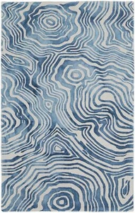2' X 3' Blue And Ivory Wool Geometric Tufted Handmade Area Rug - Picture 1 of 1