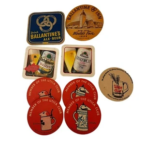 Lot-9  Vintage Beer Coasters: Ballantine's Worlds Fair 1939 Utica Club Eichbaum - Picture 1 of 16