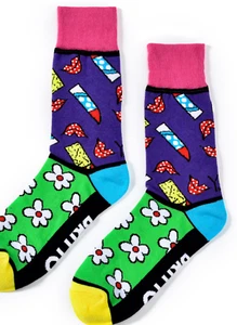 CALCETINES DE MUJER ROMERO BRITTO TEJIDOS CREW: Flores y lápiz labial * YO-SOX * NUEVOS * - Imagen 1 de 1