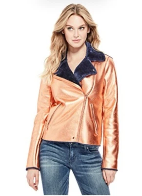 Chaqueta de moto GUESS Los Angeles Gemma Golden Rod para mujer talla S imitación piel azul nueva con etiquetas Foto 1 de 4