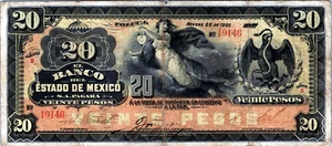 Mexico 20 Pesos 1905 " EXTREMELY RARE " Pick # S331b - Picture 1 of 3
