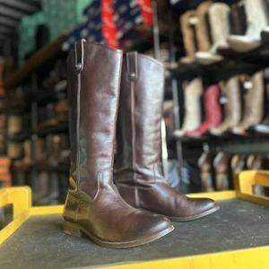 Frye Melissa Stiefel Knopf Cognac Braun Leder Hoch Überzieher Reitstiefel 7 - Bild 1 von 8