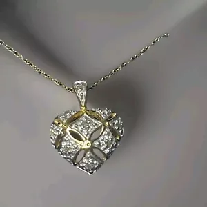 10k RJ Diamomd Heart Pendant Necklace Solid Yellow Gold 2.43g - Picture 1 of 6