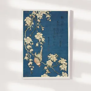 Katsushika Hokusai - Bullfinch and Weeping Cherry (1834) Poster Painting Print - Picture 1 of 7
