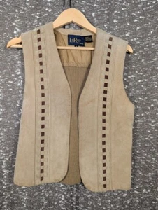 Vintage LeRoy Knitwear Brown Pig Suede Western Vest Women's Medium - Picture 1 of 7