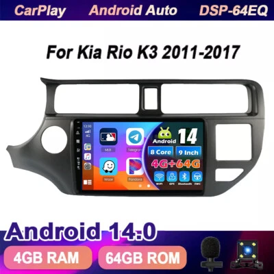 9" Für Kia Rio K3 2011-2017 Autoradio Android 14 GPS Navigation RDS DSP CarPlay  - Bild 1 von 4