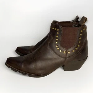 DINGO Women’s Size 8 Leather Western Cowgirl Cowboy Ankle Boots Heeled Brown - Picture 1 of 20