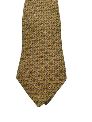 Salvatore Ferragamo Mens Sz 60"x3.5" Yellow W/Puppies Print Silk  Tie (TC9) EUC - Image 1 of 4