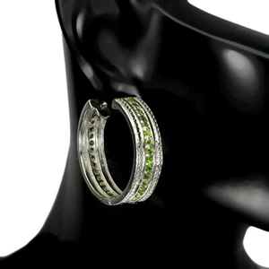 925 Sterling Silver Earrings Round Chrome Diopside Gemstone Jewelry - Picture 1 of 9
