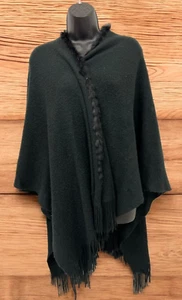 Beautiful Cejon Poncho Wrap Black Acrylic with Rabbit Fur Trim - Picture 1 of 5