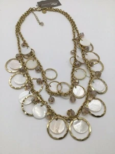 TOMMY BAHAMA  GORGEOUS Brushed Gold /shell circles Necklace-NWT! - Picture 1 of 6