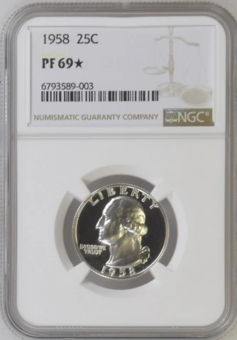 1958 Proof Washington Quarter - NGC PF 69* Star Cover