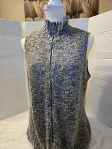 J. Jill Tweedy L Soft Gray Wool Alpaca Blend Vest Woman Preppy Cottagecore Warm - Picture 1 of 9