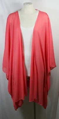 Plus size poncho style cardigan,orange/peach,striped,size 1X-2X or 3X-4X - Image 1 of 3