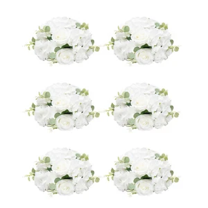 6 Pcs Fake Small Rose Balls, White Flowers for Centerpieces Tables Home Decor - Picture 1 of 15