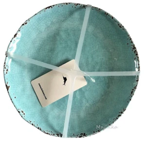 Tommy Bahama Set of 4 Aqua Blue Speckled Rustic Melamine 11" Dinner Plates - Picture 1 of 10
