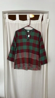DOSA green and dark red blouse 100% khadi cotton size 1 - Image 1 of 4