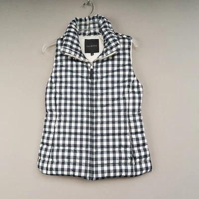 Talbots вниз пуховик жилет женщин XS черный белый имбирь чек полный молнии куртка - Изображение 1 из 4