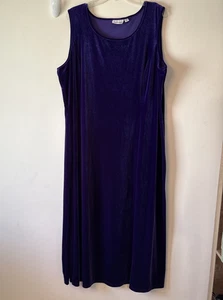 Joan Rivers QVC Dress Size 2X Purple Velour Stretch Maxi Sleeveless Bohemian - Picture 1 of 7