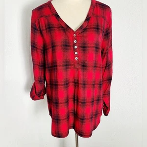 Rebecca Malone rot & schwarz kariertes Flanell Top, Größe XL - Bild 1 von 8