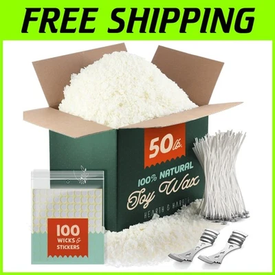 Полный комплект для изготовления свечей — хлопья и расходные материалы соевого воска 50 фунтов - Изображение 1 из 4