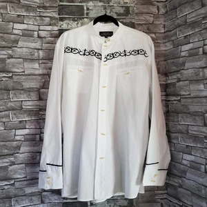 Jaripeo Embroidered White Charro Shirt With Tusk Buttons Long Sleeves Size XXXL - Picture 1 of 11