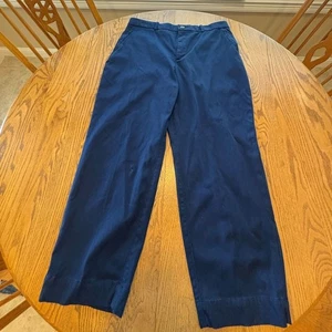 Spanx dunkelblau weites Bein Cropped Chino Hose Trousers 1X Reißverschluss Seitentaschen - Bild 1 von 8